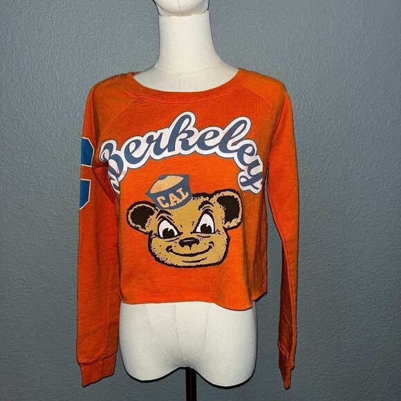 Recycled Karma CAL BERKELEY UC Cropped OSKI Bear Sweatshirt - EUC Small - Picture 1 of 6